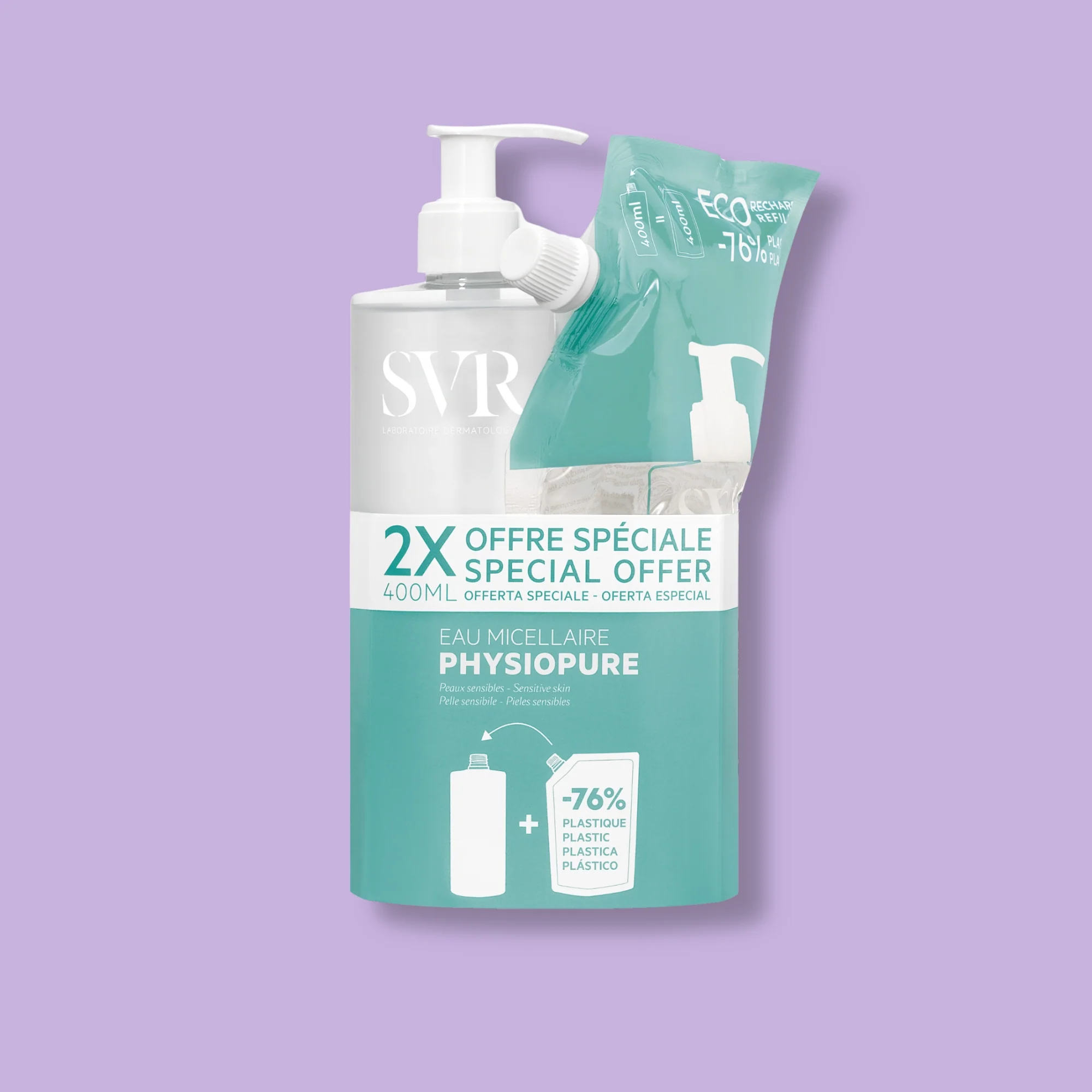 PHYSIOPURE Eau Micellaire + Recharge 400ML Zestaw